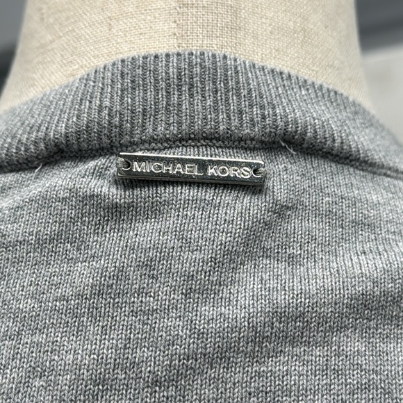 Michael Kors Cotton Blend Gray Sweater with Hardware Detailing - Medium - Picture 10 of 13